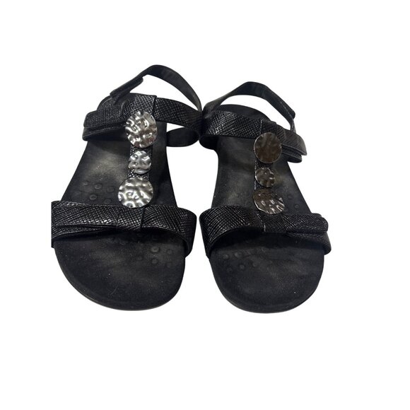 Vionic Womens Farra Black Lizard Sandals Size 10 Adjustable Straps Orthotic Supp - Picture 2 of 8